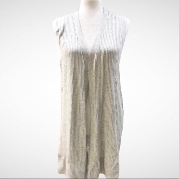 89th & Madison Ribbed Knit Open Front Sweater Vest Gray Size Large ESS53041 - Picture 1 of 8